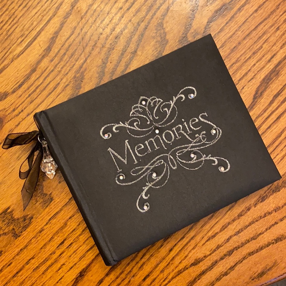 “Memories” Metallic Silver Embroidered Black Photo Album ScrapBook Keepsake